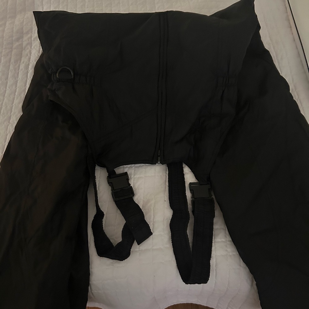Black snow suit.
